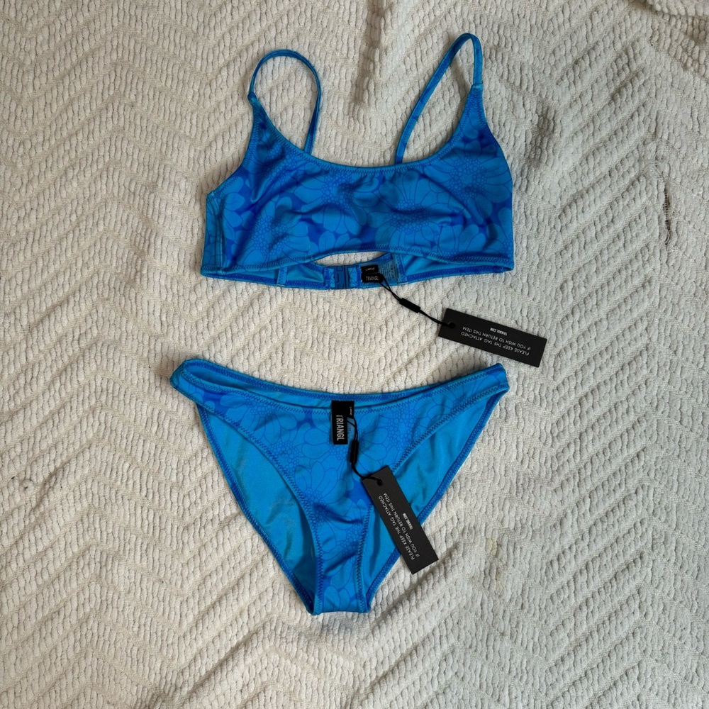 Triangle Blue Foral Bikini Set